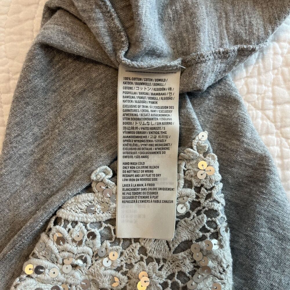 Abercrombie & Fitch Y2K Embellished Tank Top Gray Small Sequin Lace Summer Boho - Picture 7 of 7